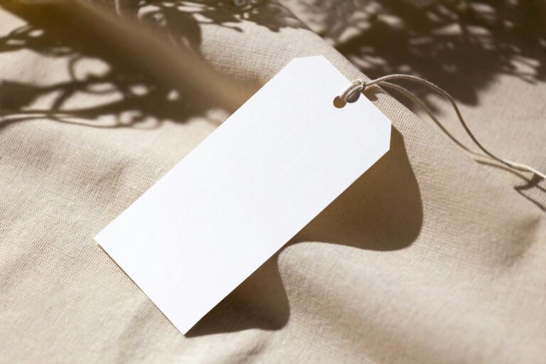 blank paper tag on textile