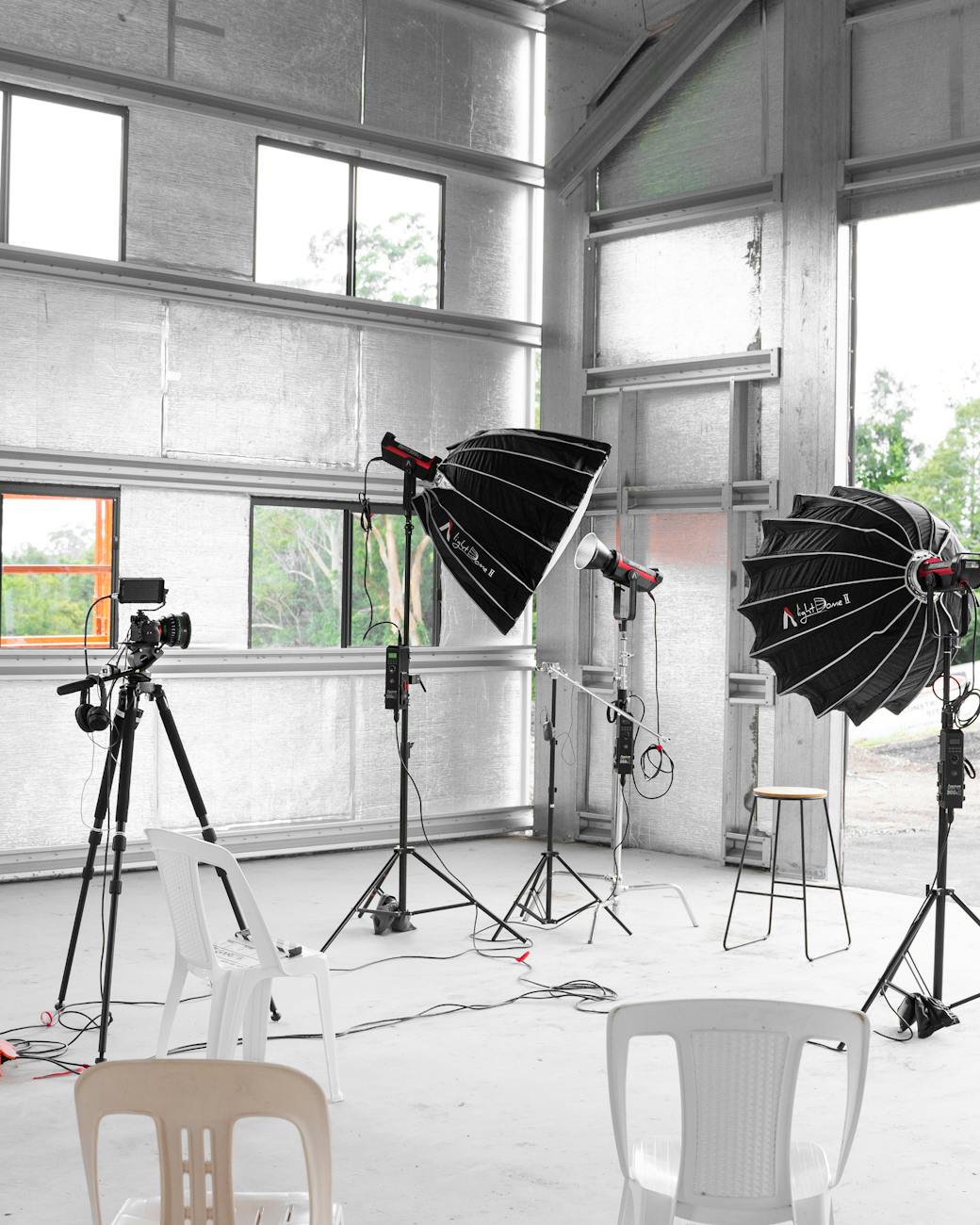 professional photo equipment set in atelier